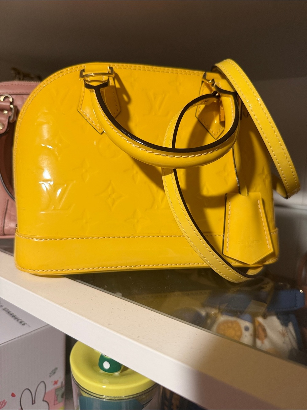 Authentic Louis Vuitton Yellow Patent Leather Dome Satchel - Women Bags
Pm size
